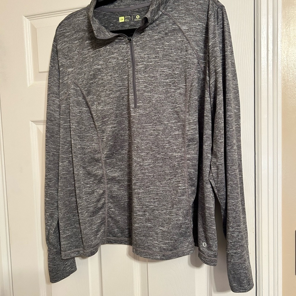 Xersion Plus Size Gray Quarter-Zip Pullover